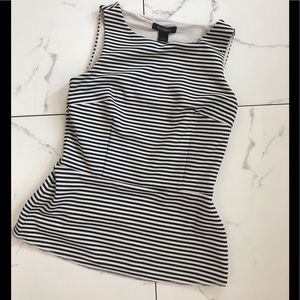 White House Black Market Striped Peplum Top